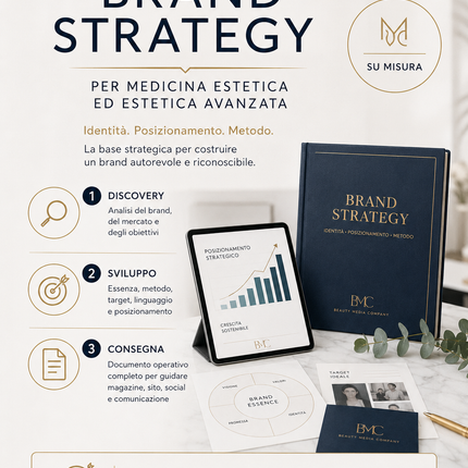 Brand Strategy di Beauty Media Company per professionisti di medicina estetica ed estetica avanzata, dedicata a identità, posizionamento e metodo.