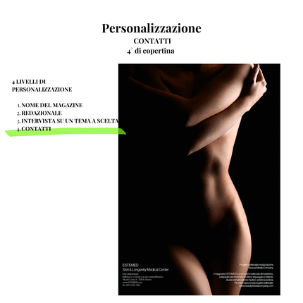 Esempio 4° di copertina personalizzata con contatti dello studio, magazine ESTEMED dimostrativo