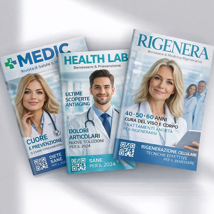 Tre copertine magazine EsteMed su medicina estetica, salute e benessere: Medic, Health Lab, Rigenera