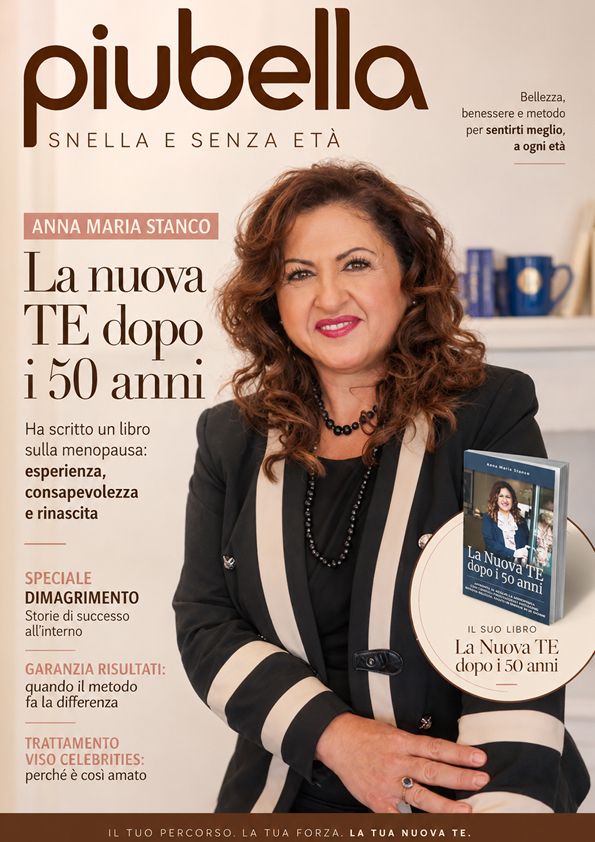 Cover Più Bella realizzata da Beauty Media Company per Anna Maria Stanco, dedicata a menopausa, dimagrimento, anti-age e personal brand