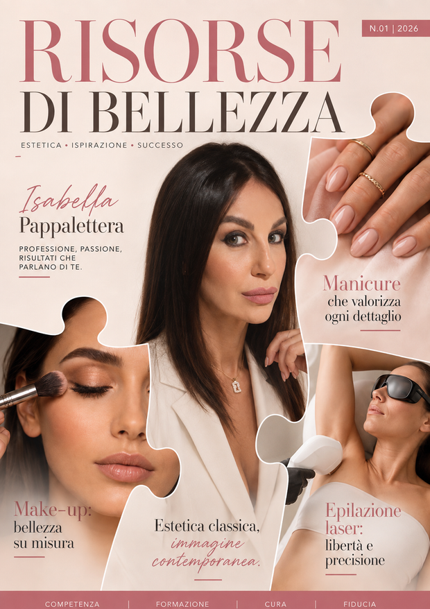 Cover Risorse di Bellezza realizzata da Beauty Media Company per Isabella Pappalettera di Trani, dedicata a estetica, manicure, make-up ed epilazione laser